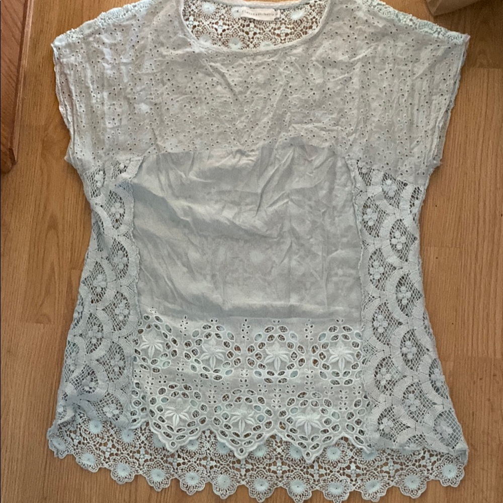Preowned Elegant Lace eyelet combo  Women's Top L